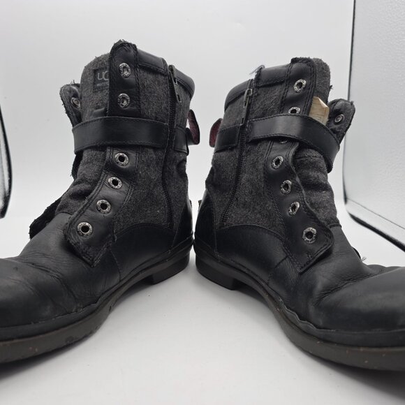 UGG Kesey Womens Size 7 Black Waterproof Leather Ankle Boots Outdoors Casual - Picture 3 of 13
